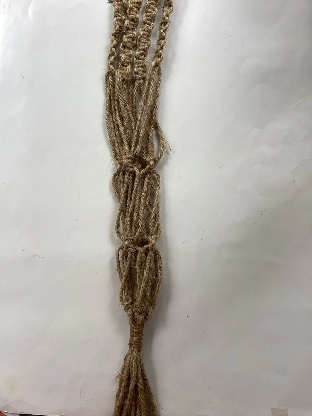 Plant Hanger Macrame Hand Crafted Jute Cord Peach Orange Wooden Beads